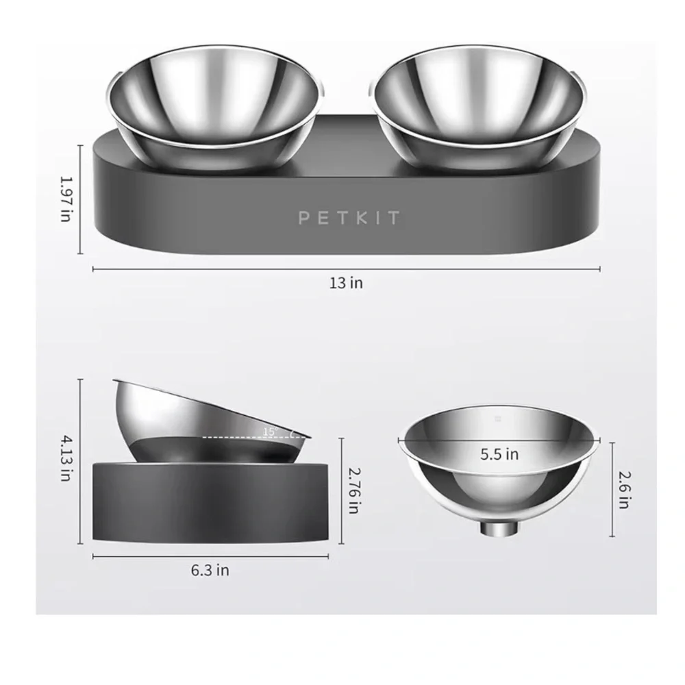 Raised/Elevated Stainless Steel Cat/Dog Food Dishes